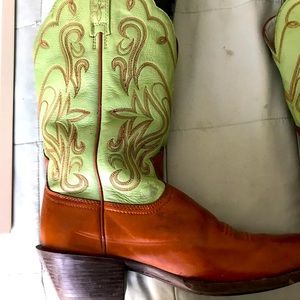 Stylish Green and Brown Heeled Boots